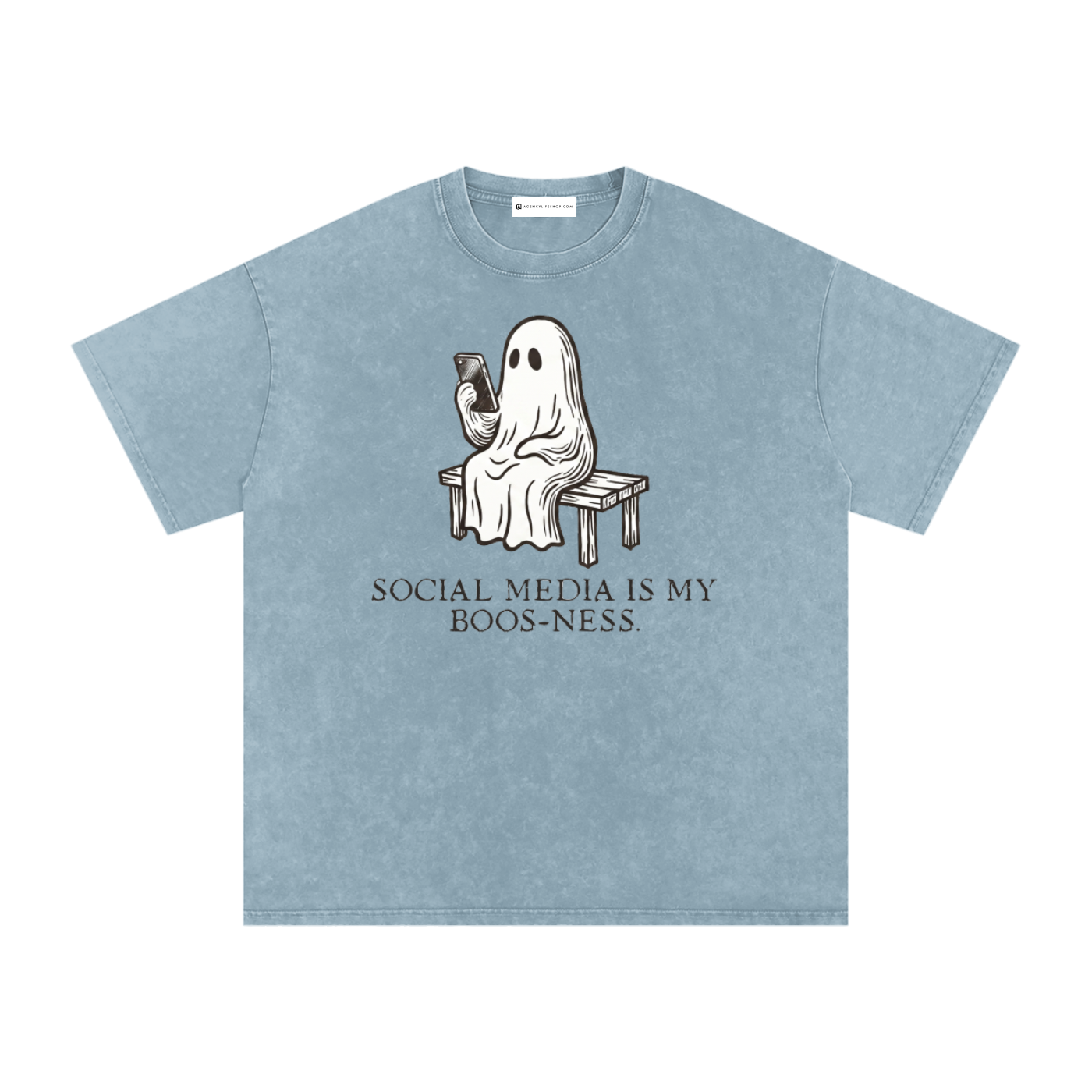 Social Media is My Boos-ness | Snow Washed Oversized Cotton T-Shirt
