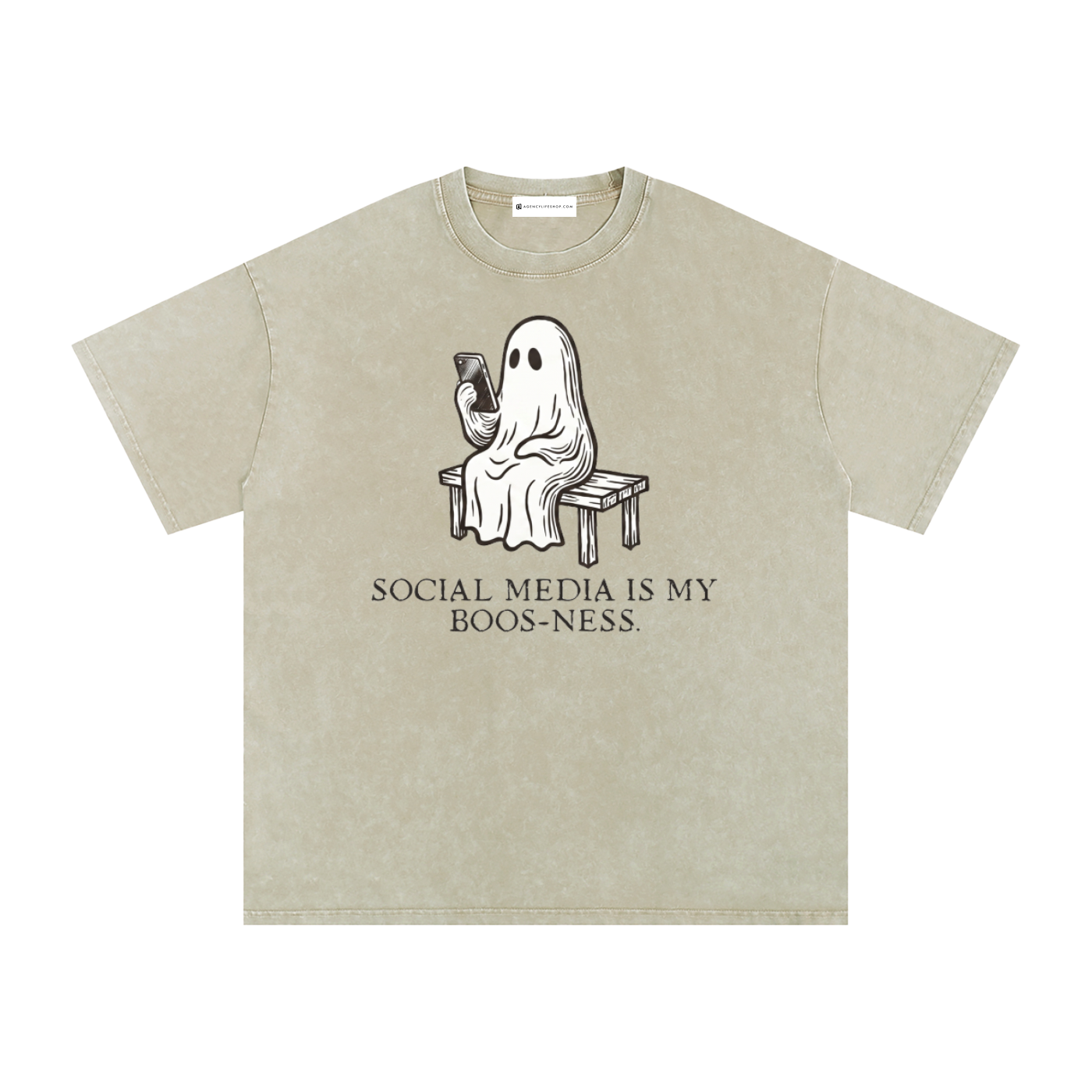 Social Media is My Boos-ness | Snow Washed Oversized Cotton T-Shirt