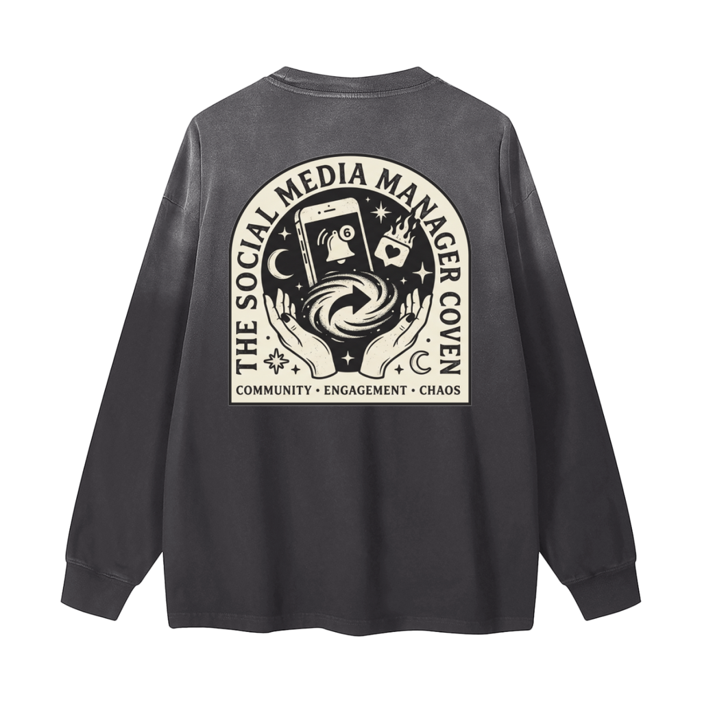 The Social Media Manager Coven | Gradient Washed Long Sleeve T-Shirt