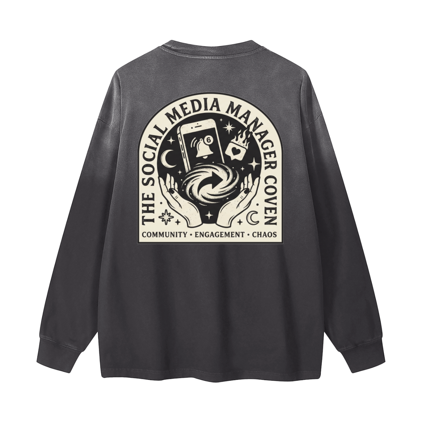 The Social Media Manager Coven | Gradient Washed Long Sleeve T-Shirt