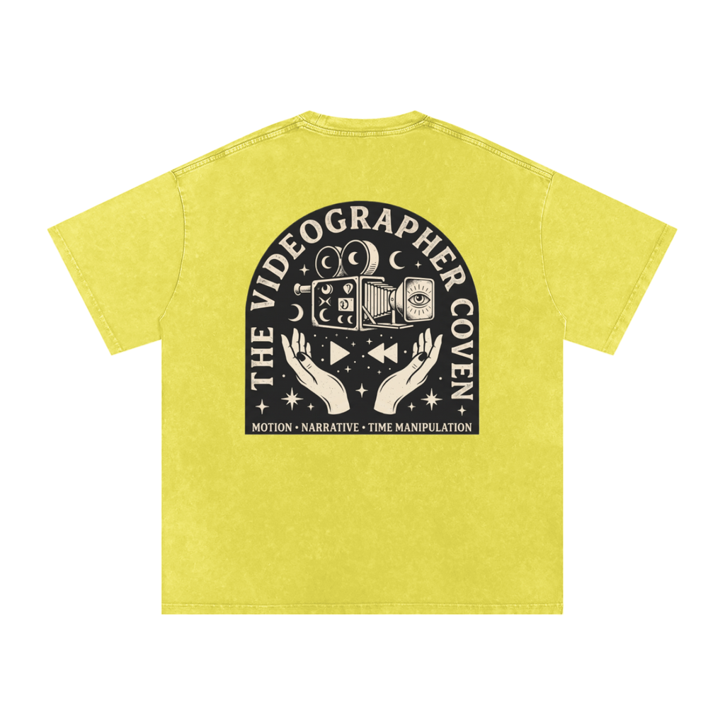 The Videographer Coven | Snow Washed Oversized Cotton T-Shirt