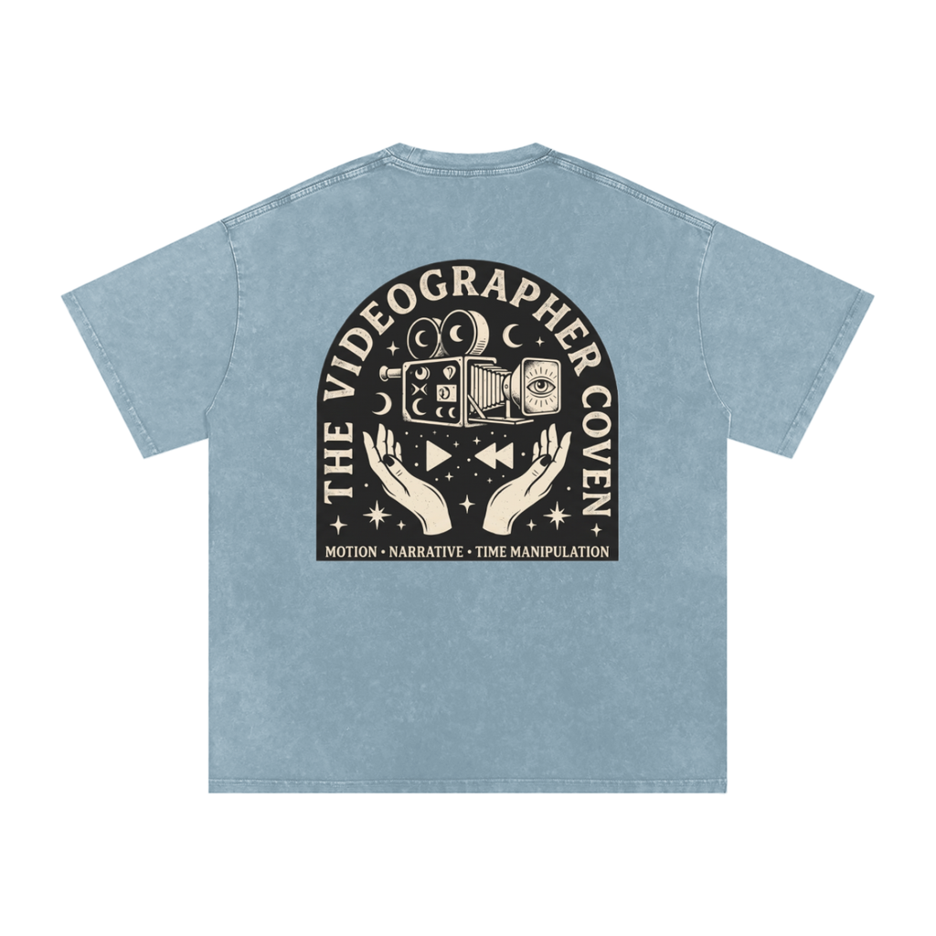 The Videographer Coven | Snow Washed Oversized Cotton T-Shirt