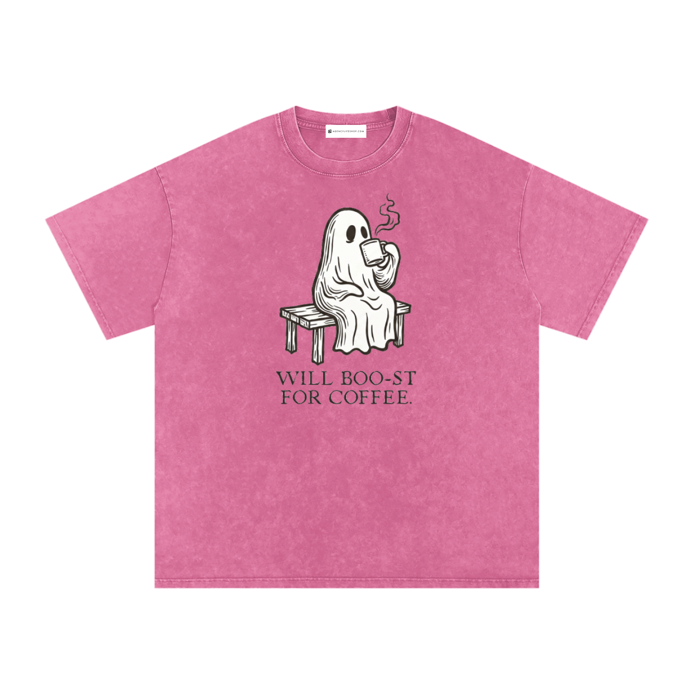 Will Boo-st for Coffee | Snow Washed Oversized Cotton T-Shirt