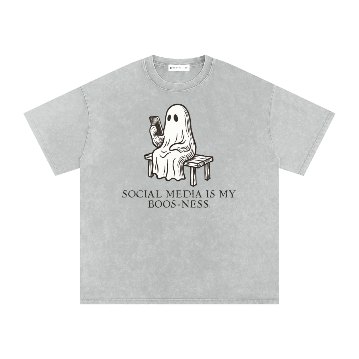 Social Media is My Boos-ness | Snow Washed Oversized Cotton T-Shirt