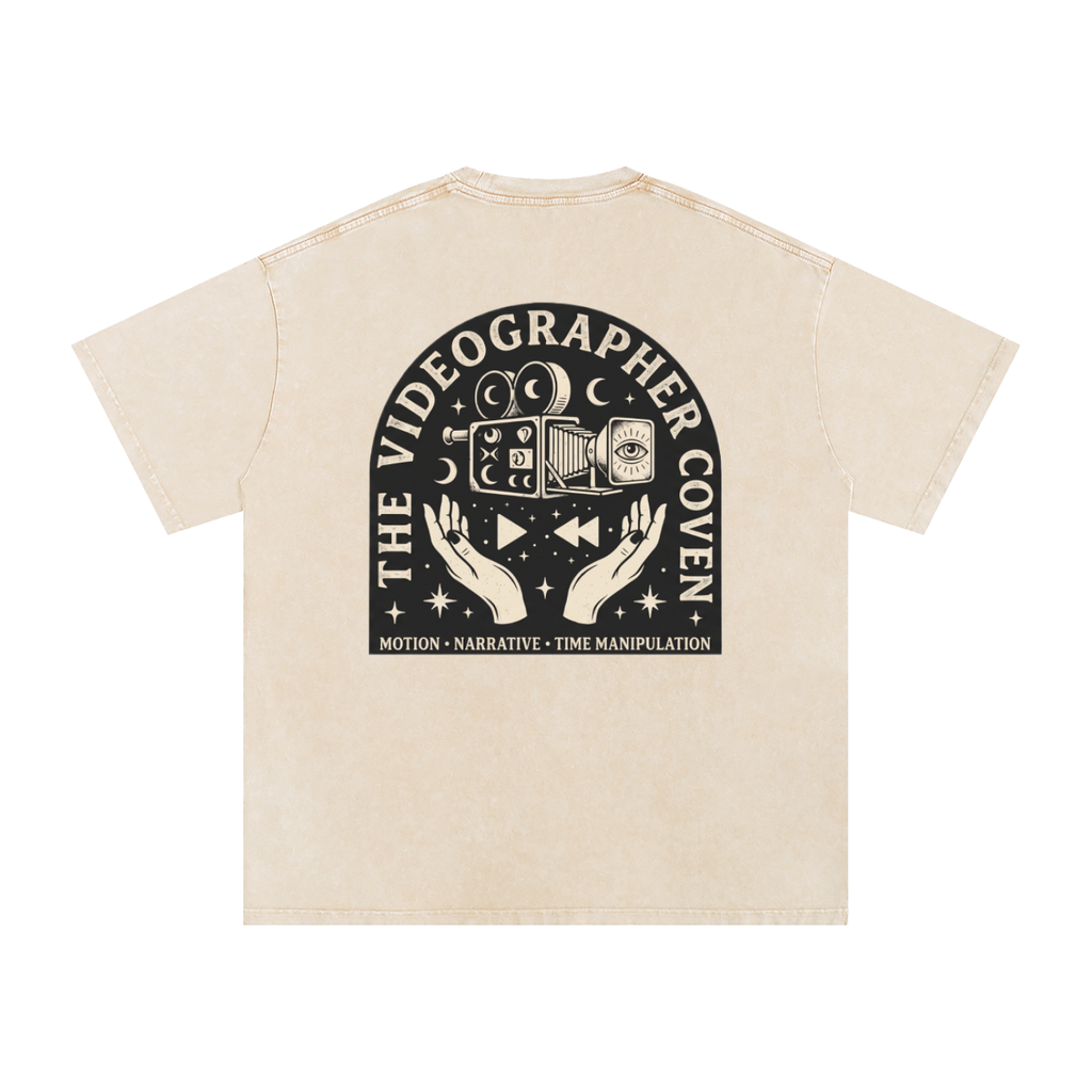 The Videographer Coven | Snow Washed Oversized Cotton T-Shirt